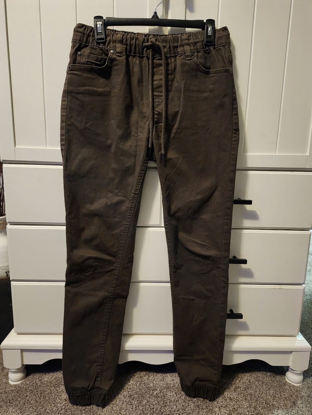 Jeanologie Womens Cotton Brown Elastic Waist Jogger Jeans Sz 30